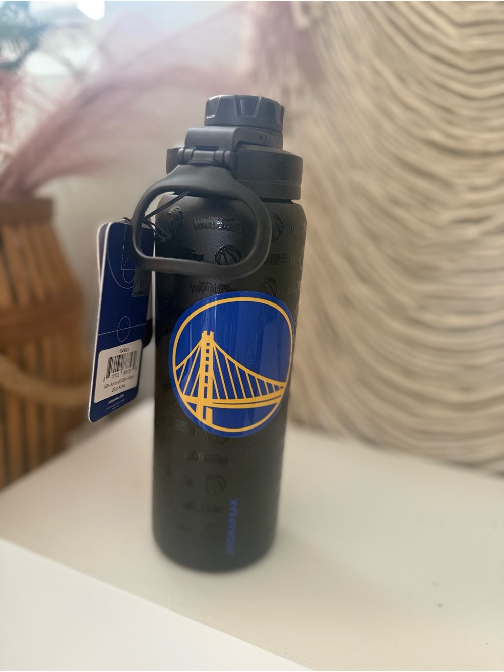 NBA Black Water Bottle with Blue and Gold Bridge Emblem